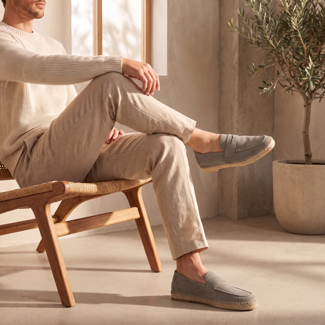 Men's Suede Penny Espadrille Loafers