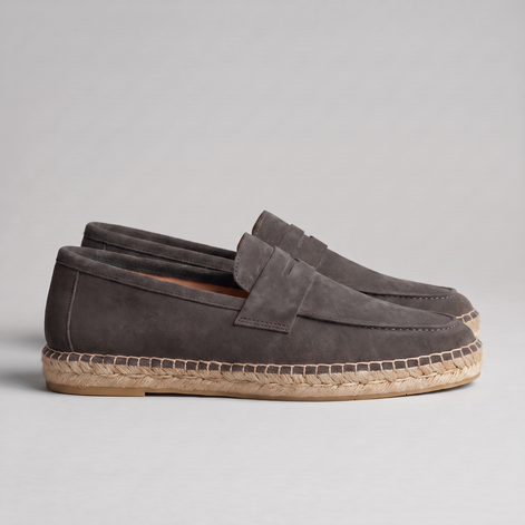 Men's Suede Penny Espadrille Loafers