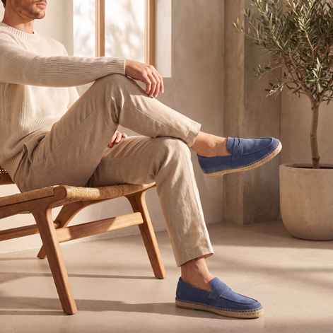Men's Suede Penny Espadrille Loafers