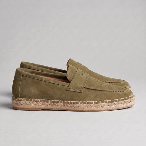 Men's Suede Penny Espadrille Loafers