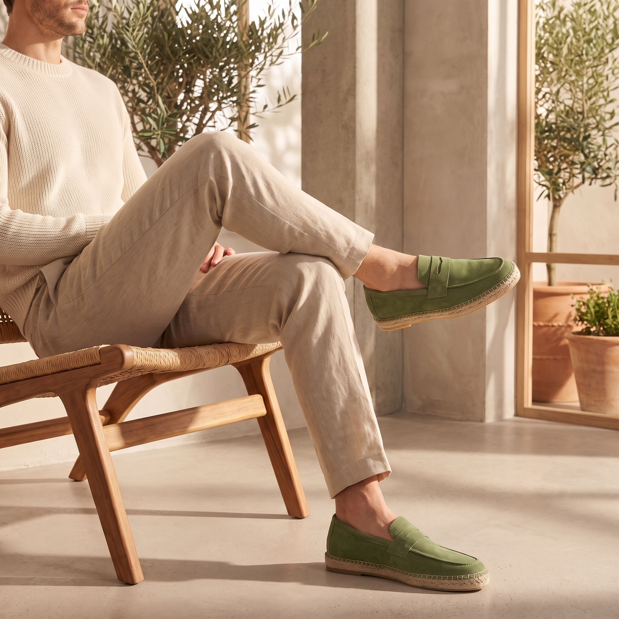 Men's Suede Penny Espadrille Loafers