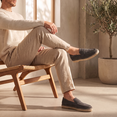 Men's Suede Penny Espadrille Loafers