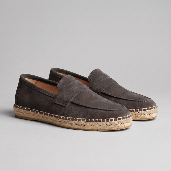 Men's Suede Penny Espadrille Loafers