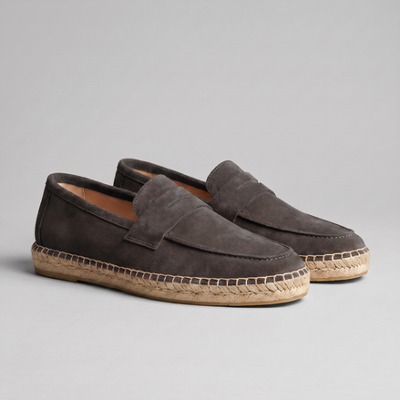 Men's Suede Penny Espadrille Loafers