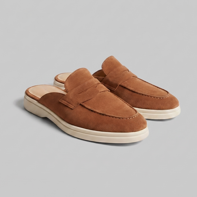 Men's Suede Penny Loafer Mules