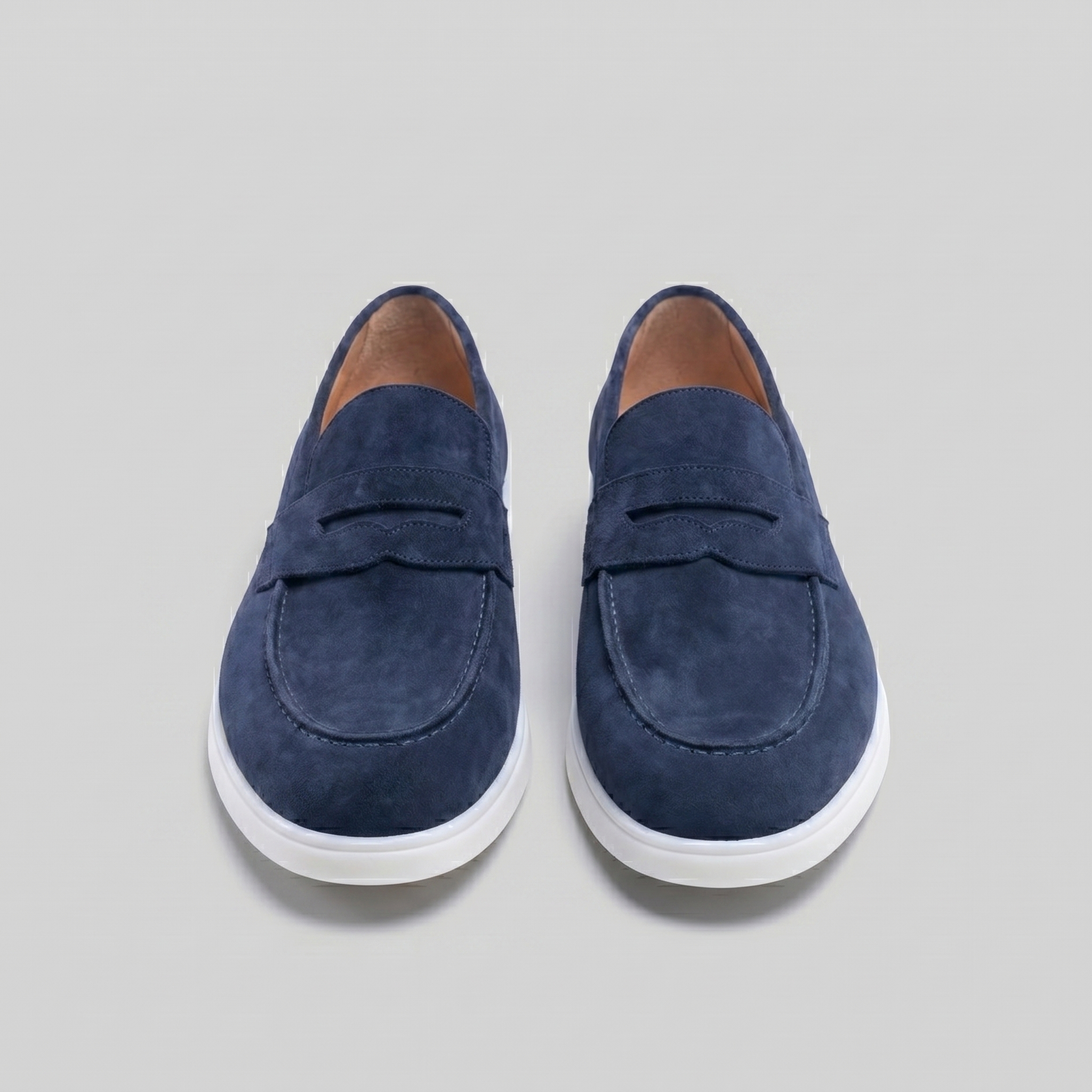 Men's Suede Penny Loafers with White Sole