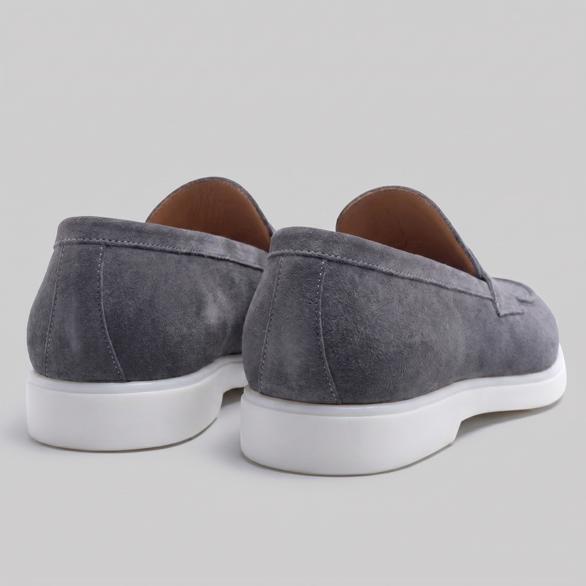 Men's Suede Penny Loafers with White Sole