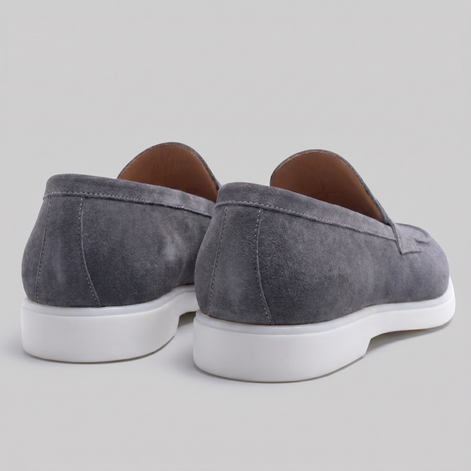 Men's Suede Penny Loafers with White Sole