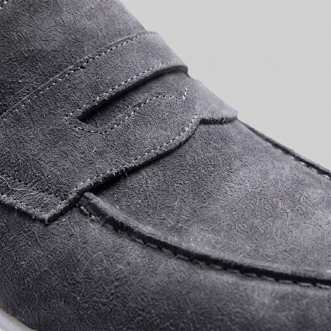Men's Suede Penny Loafers with White Sole