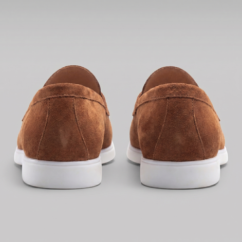 Men's Suede Penny Loafers with White Sole