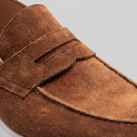 Men's Suede Penny Loafers with White Sole