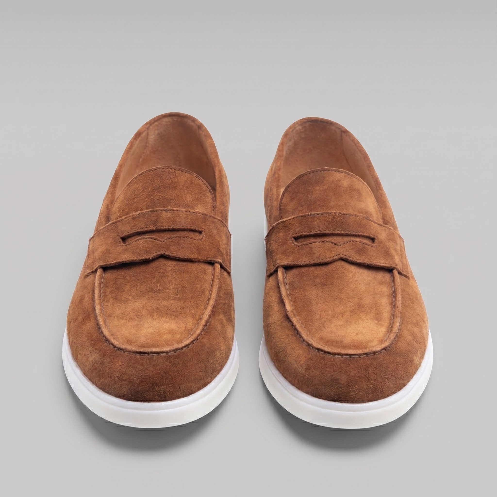 Men's Suede Penny Loafers with White Sole