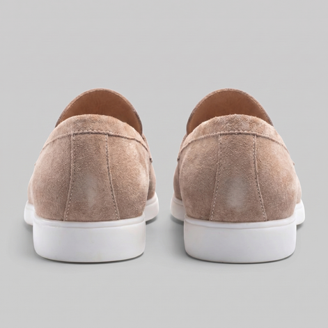 Men's Suede Penny Loafers with White Sole