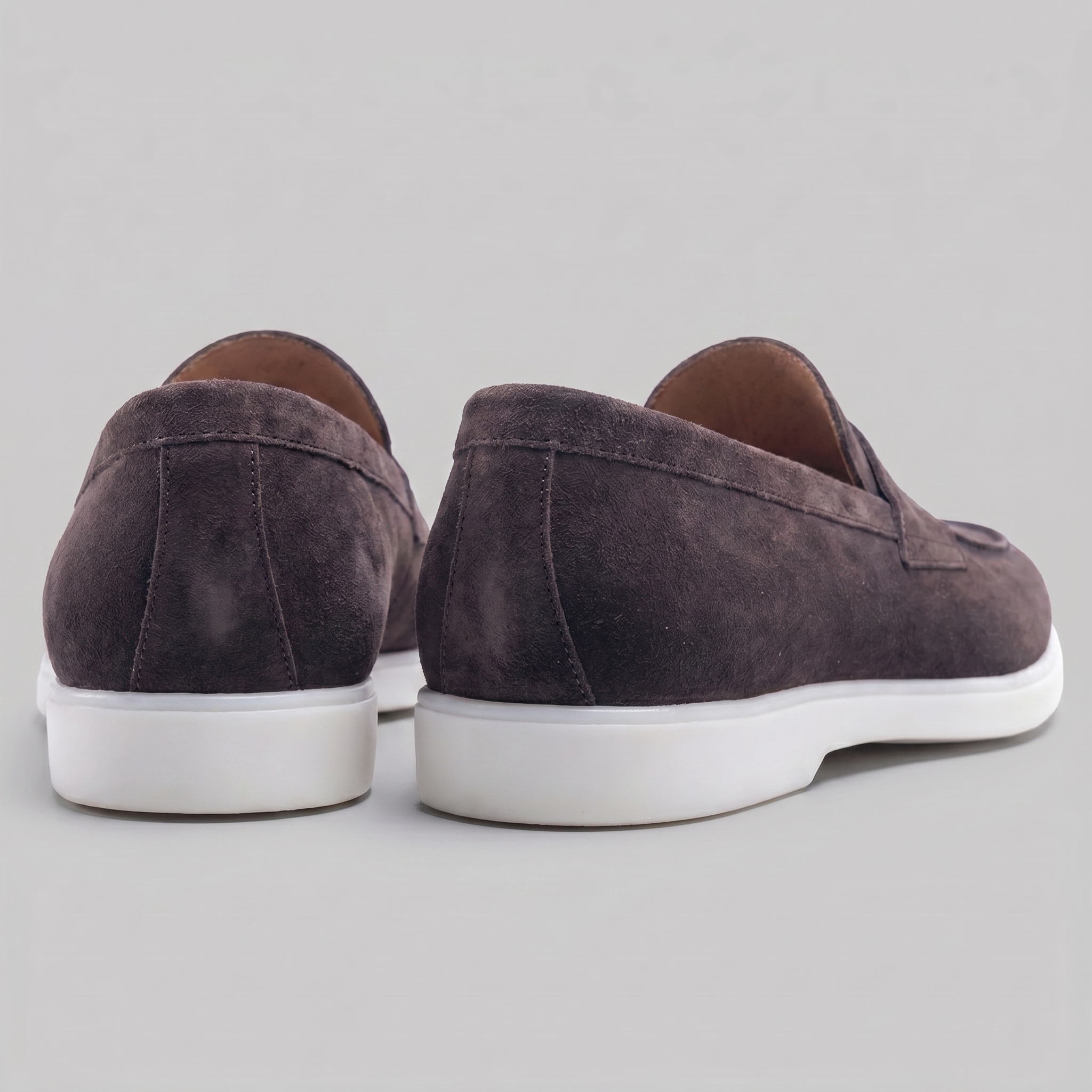 Men's Suede Penny Loafers with White Sole