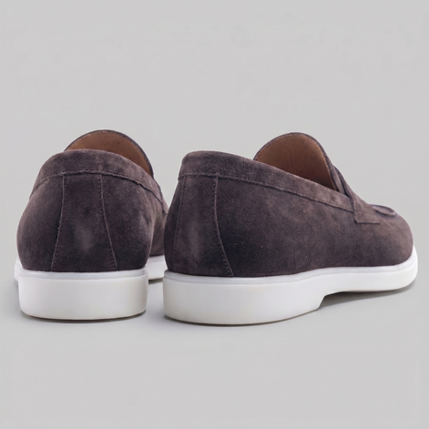 Men's Suede Penny Loafers with White Sole