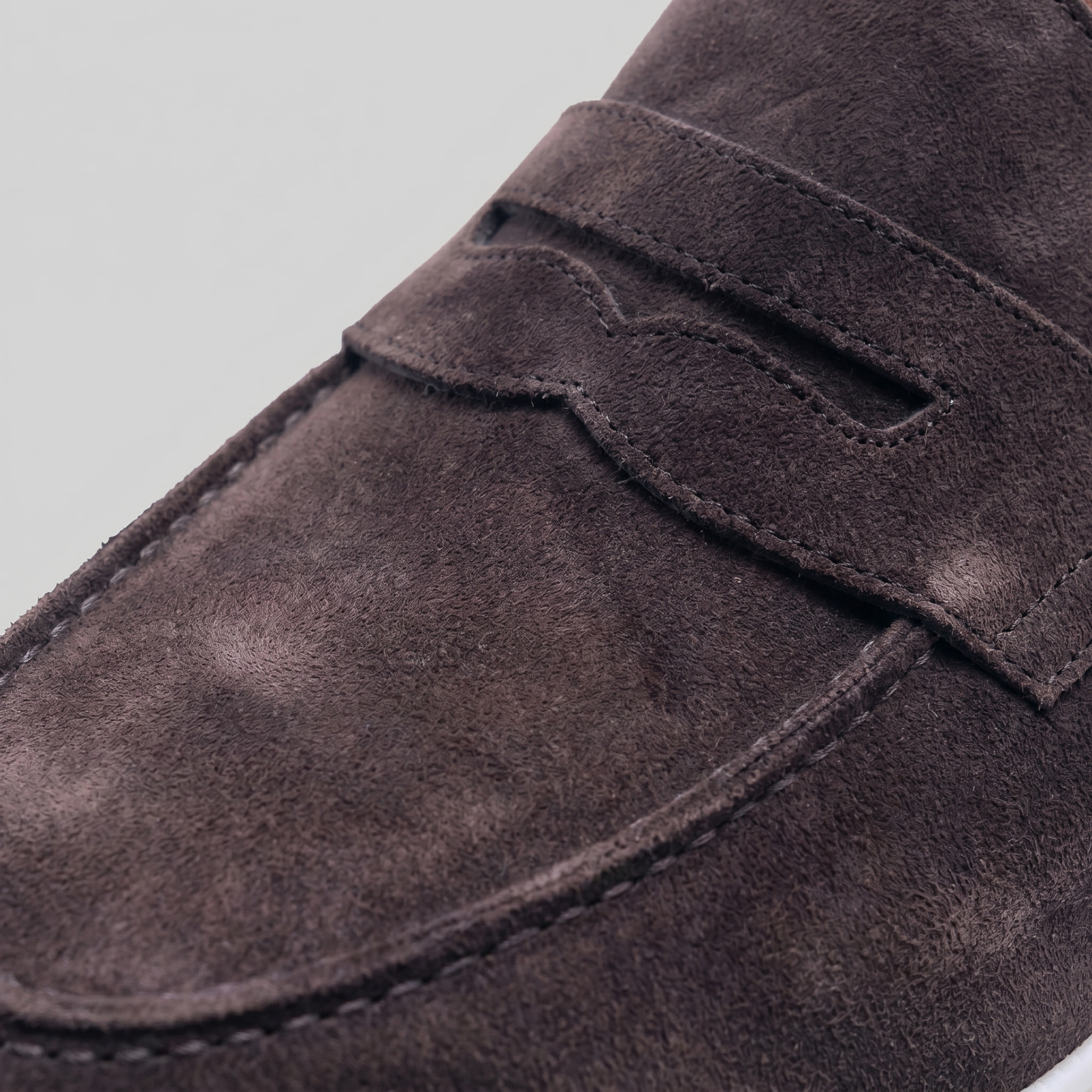 Men's Suede Penny Loafers with White Sole
