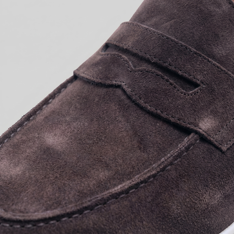 Men's Suede Penny Loafers with White Sole