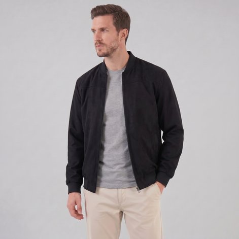 Men's Suede-Touch Bomber Jacket
