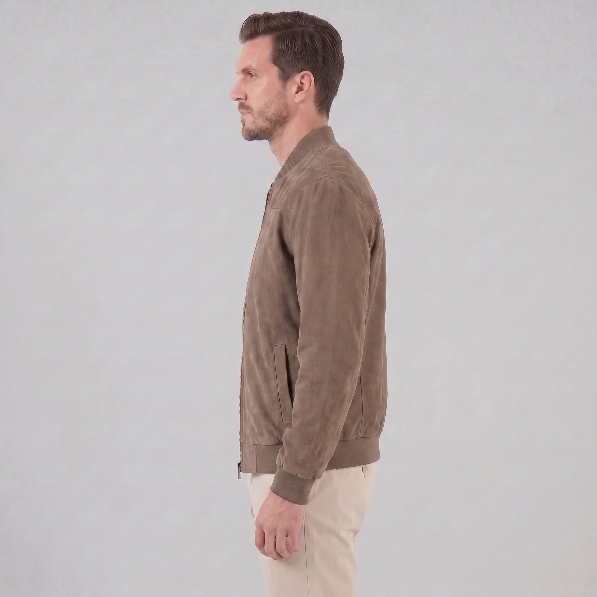 Men's Suede-Touch Bomber Jacket