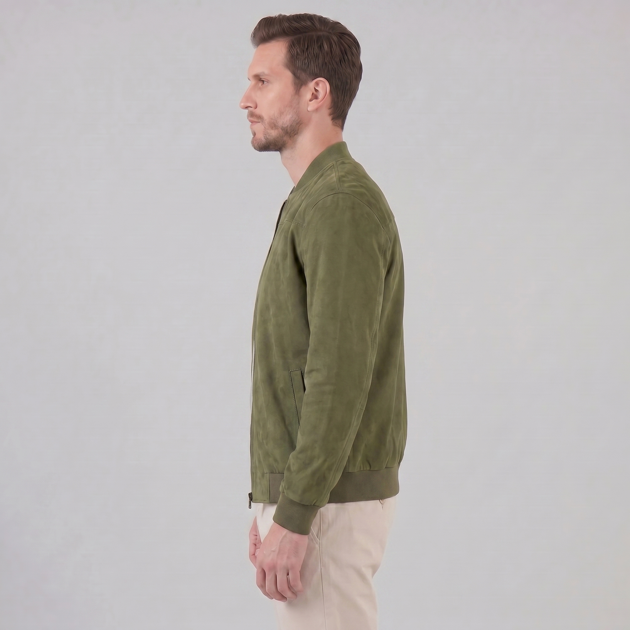 Men's Suede-Touch Bomber Jacket