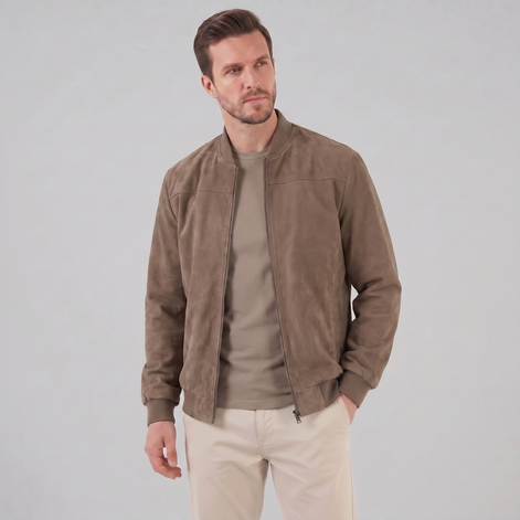 Men's Suede-Touch Bomber Jacket