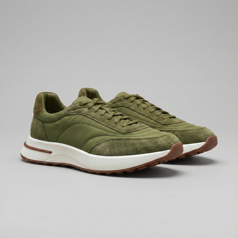 Men's Suede and Nylon Panel Trainers