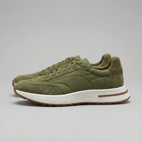 Men's Suede and Nylon Panel Trainers