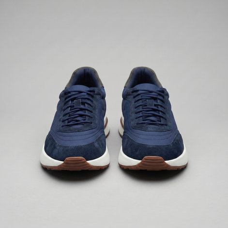 Men's Suede and Nylon Panel Trainers