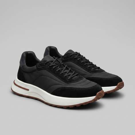 Men's Suede and Nylon Panel Trainers