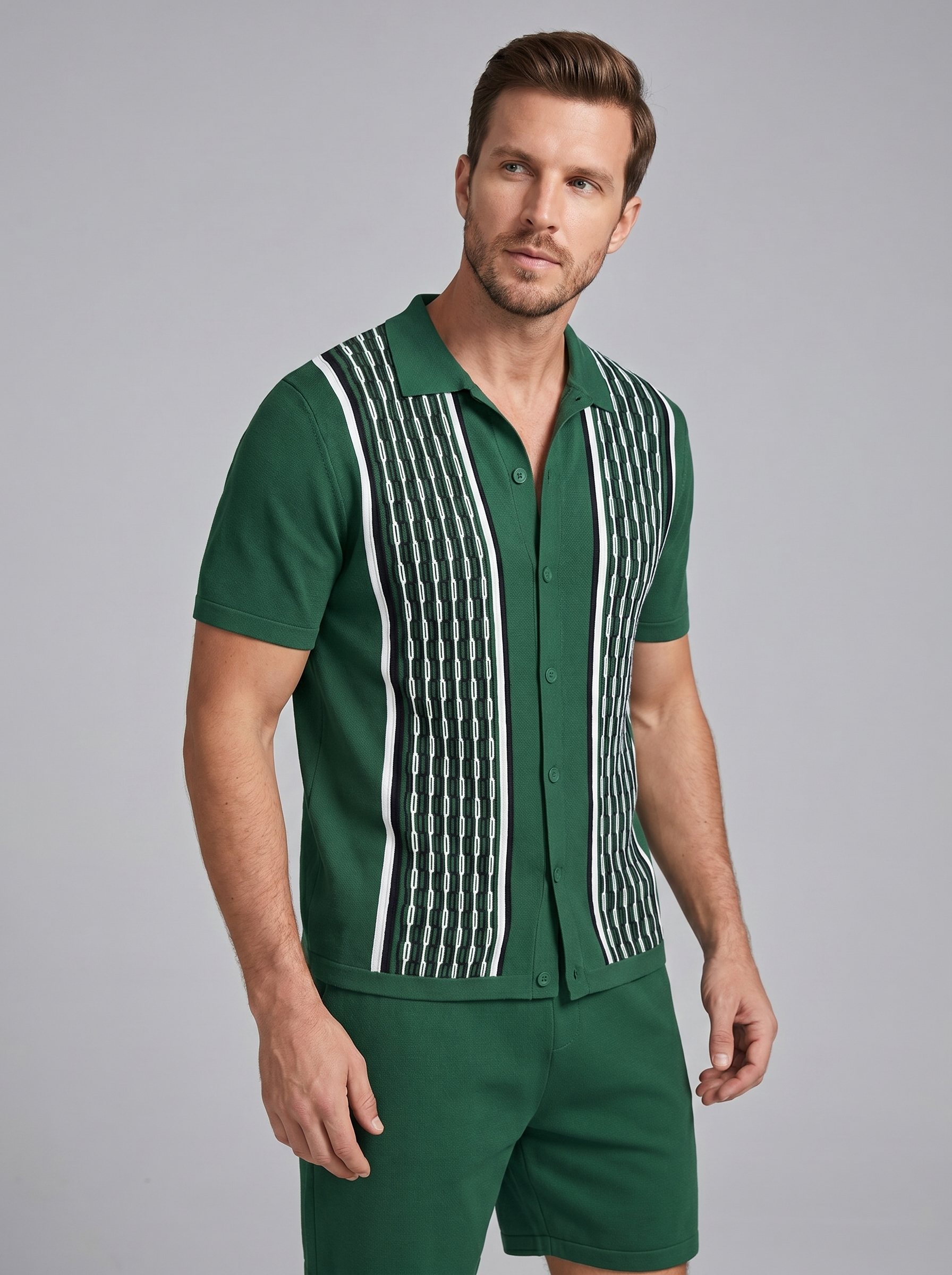 Men's Summer Set - Short Sleeve Shirt and Shorts Outfit