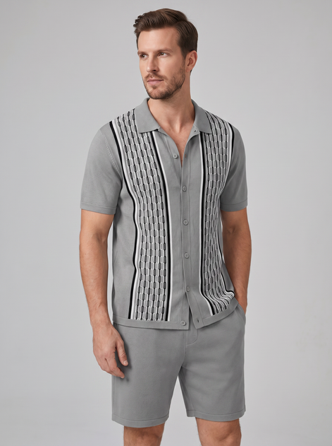 Men's Summer Set - Short Sleeve Shirt and Shorts Outfit