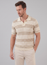 Men’s Textured Crochet Knit Polo Shirt