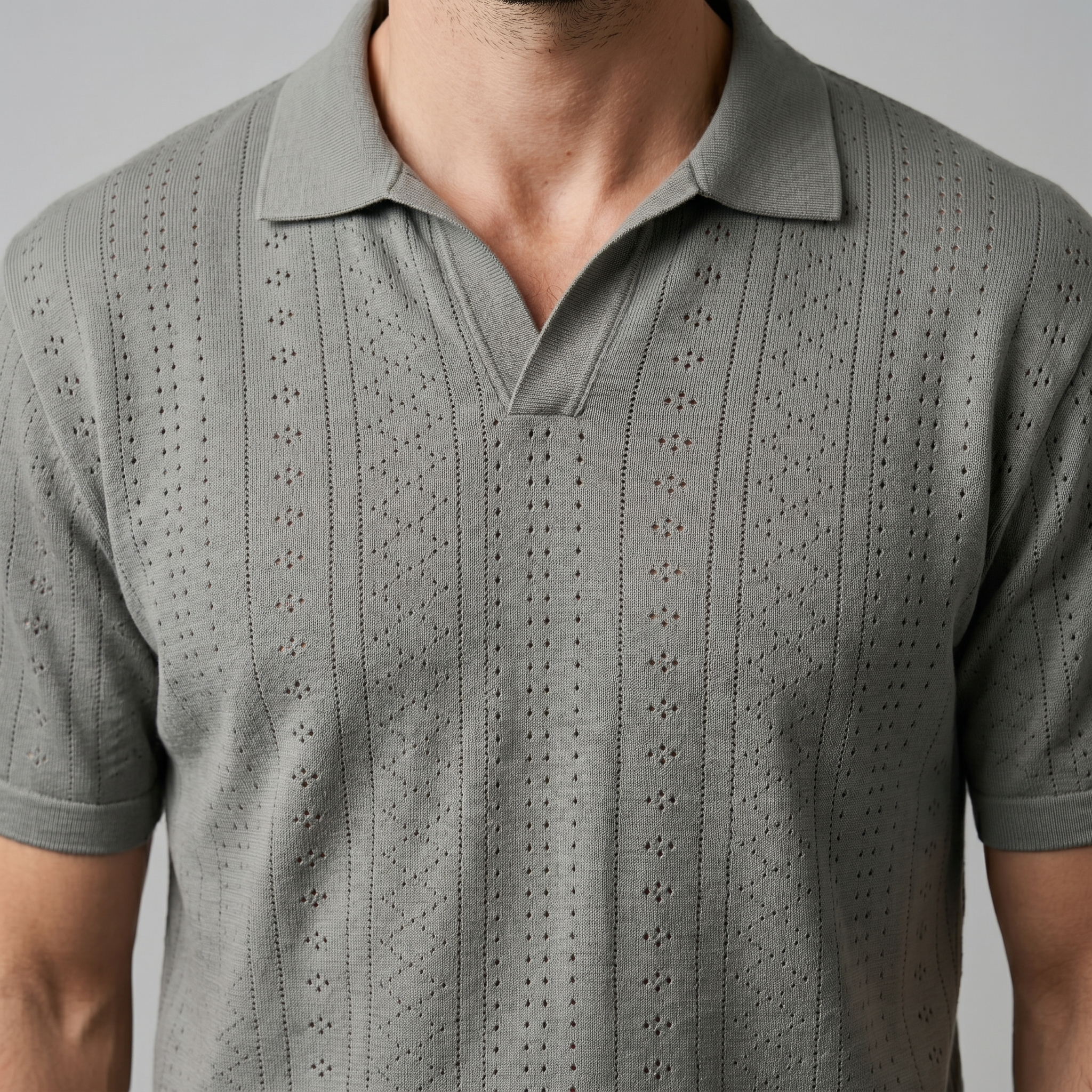 Men's Textured Knit Polo Shirt