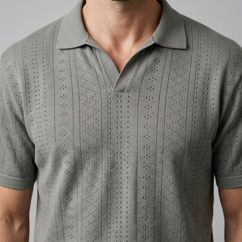 Men's Textured Knit Polo Shirt