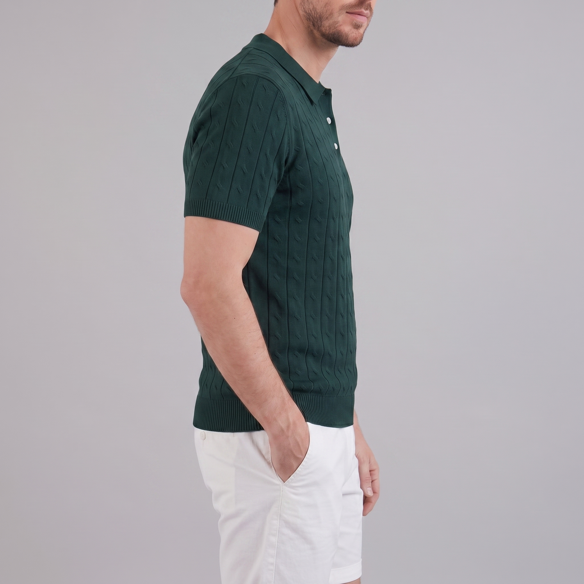 Men's Textured Knit Polo Shirt