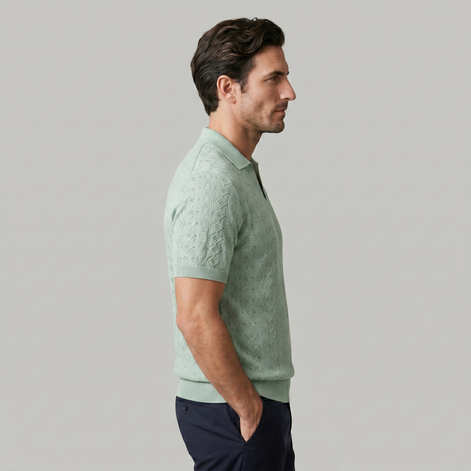Men's Textured Knit Polo Shirt