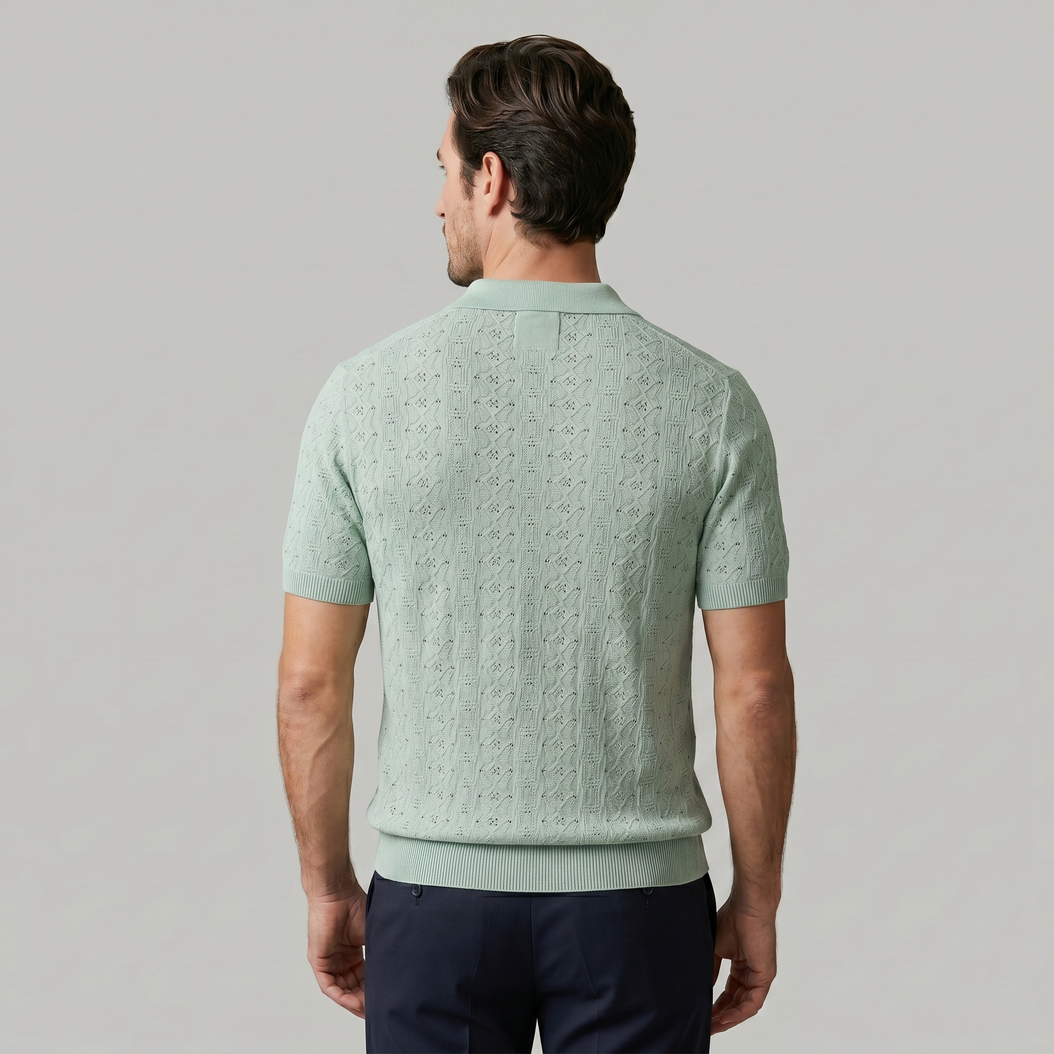 Men's Textured Knit Polo Shirt