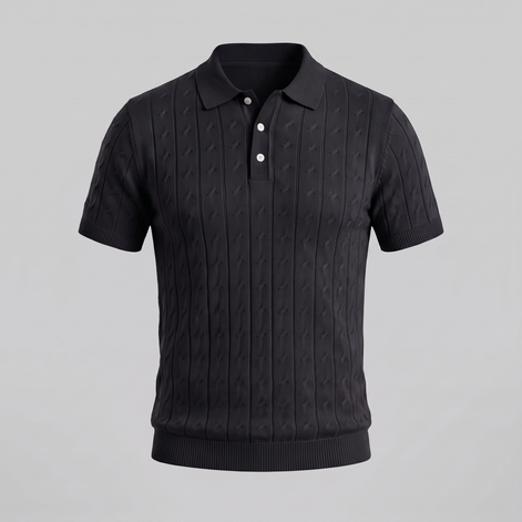 Men's Textured Knit Polo Shirt