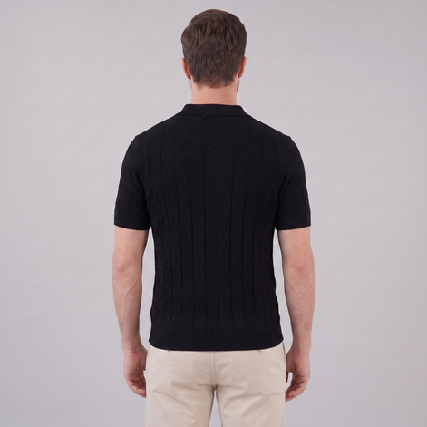 Men's Textured Knit Polo Shirt
