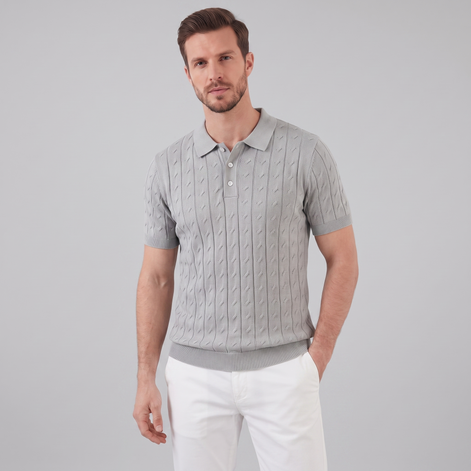 Men's Textured Knit Polo Shirt