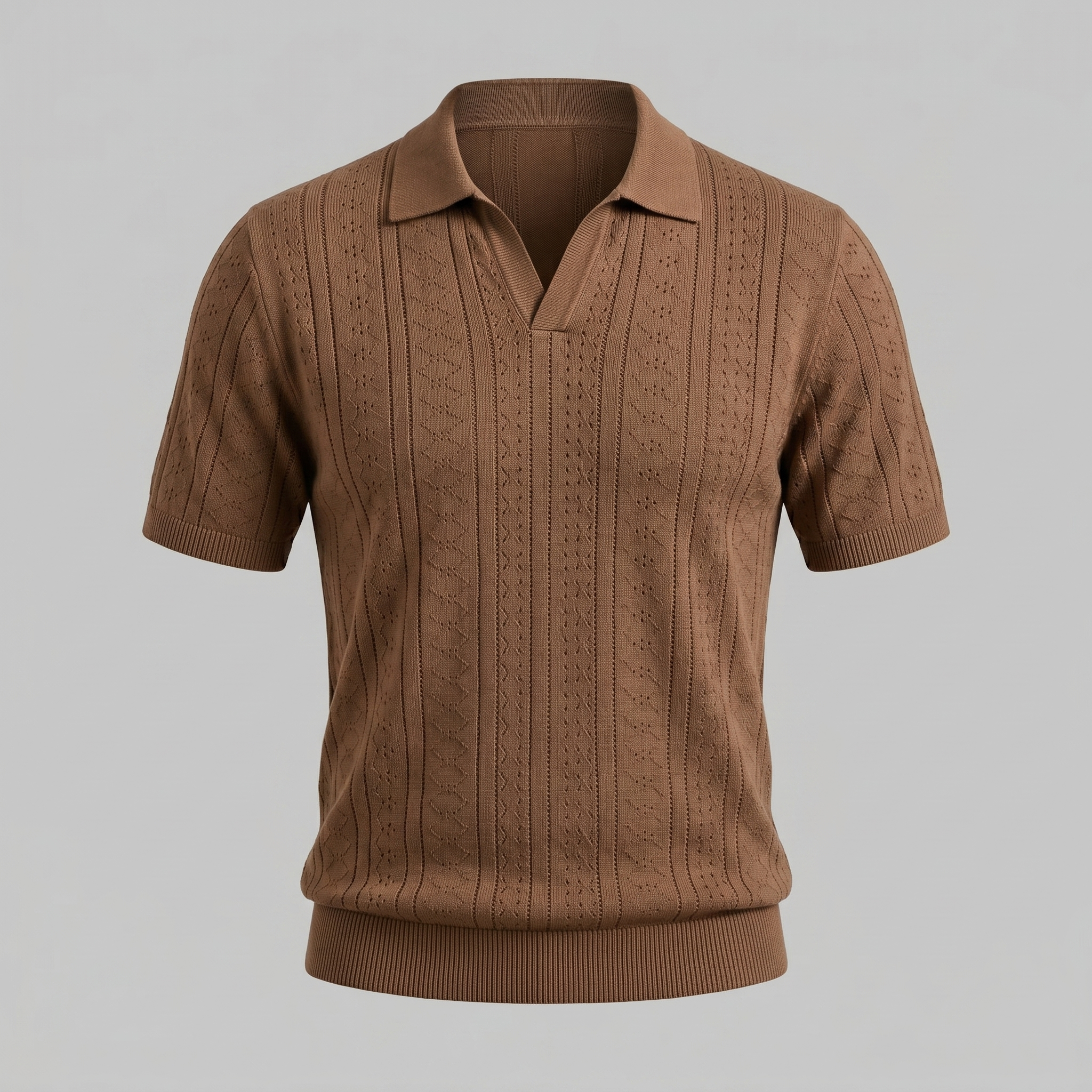 Men's Textured Knit Polo Shirt