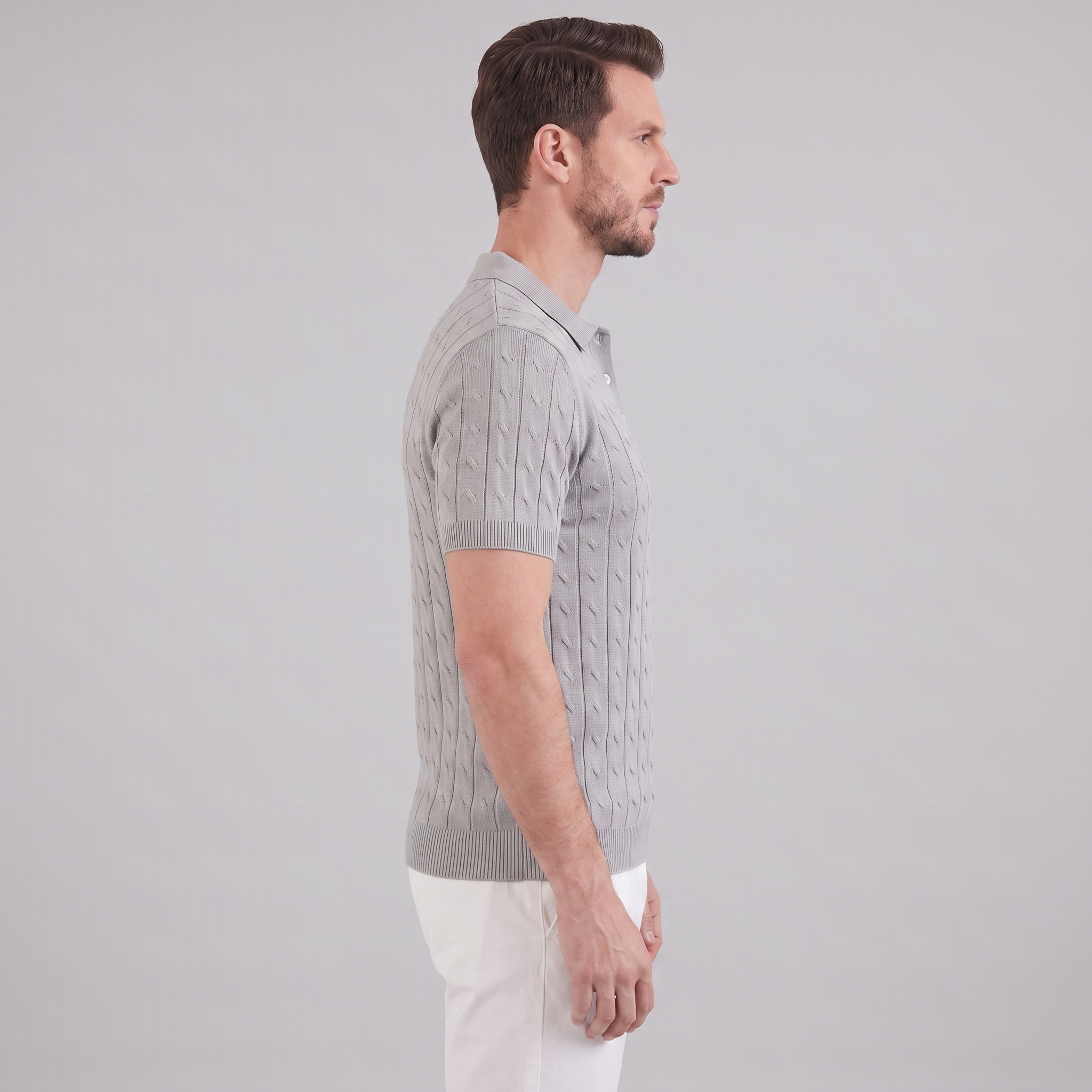 Men's Textured Knit Polo Shirt