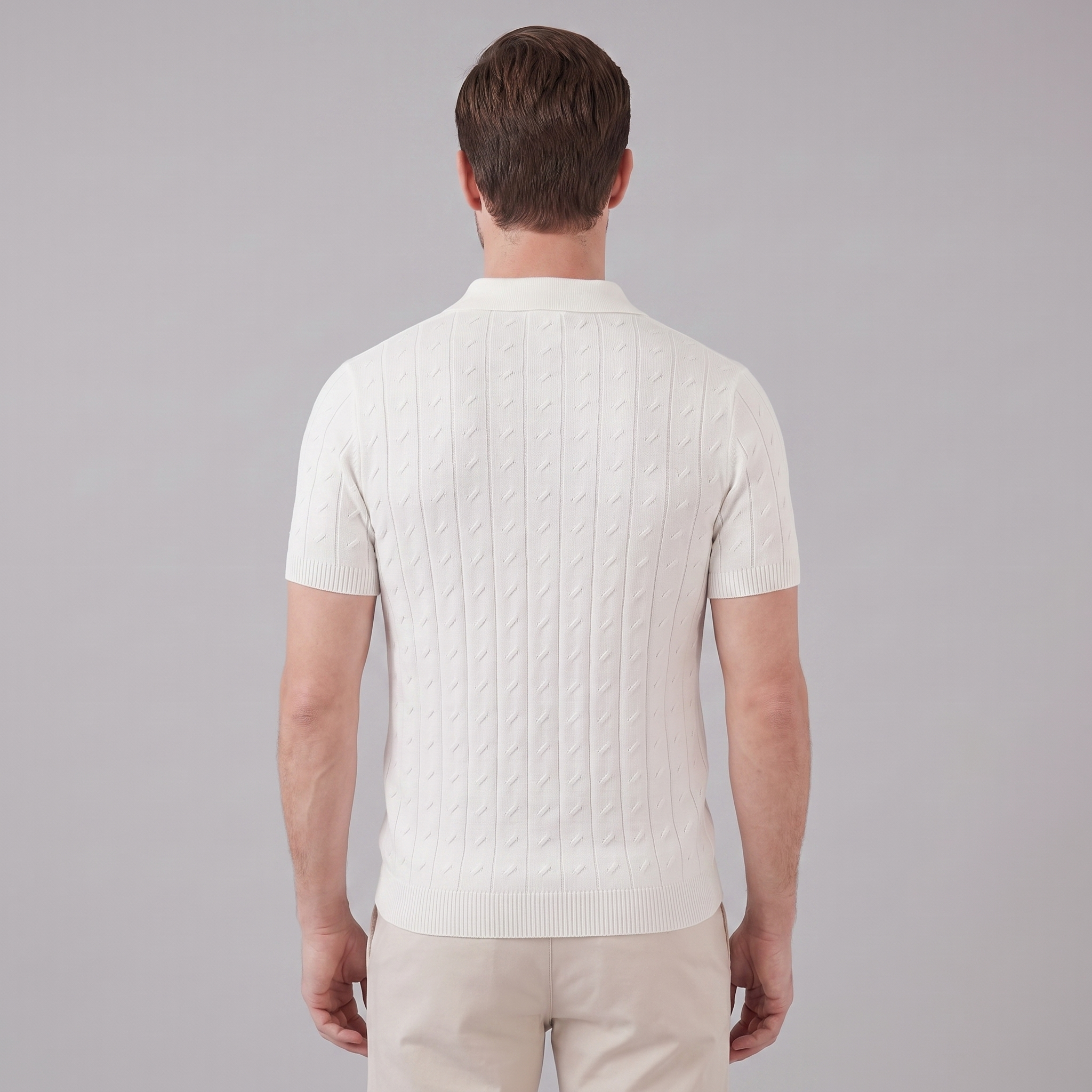 Men's Textured Knit Polo Shirt