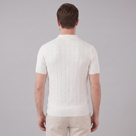Men's Textured Knit Polo Shirt