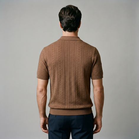 Men's Textured Knit Polo Shirt