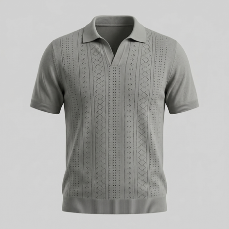 Men's Textured Knit Polo Shirt