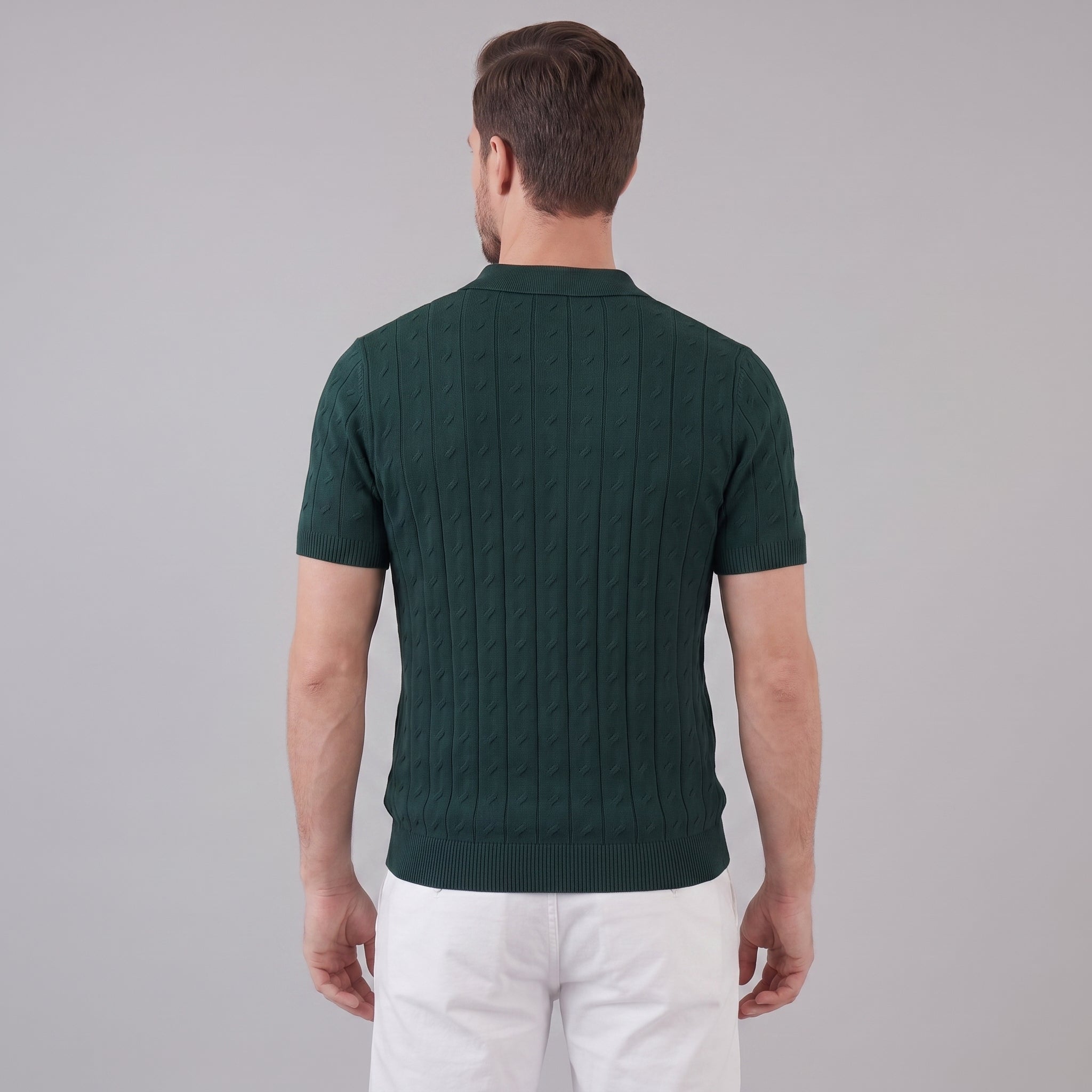 Men's Textured Knit Polo Shirt