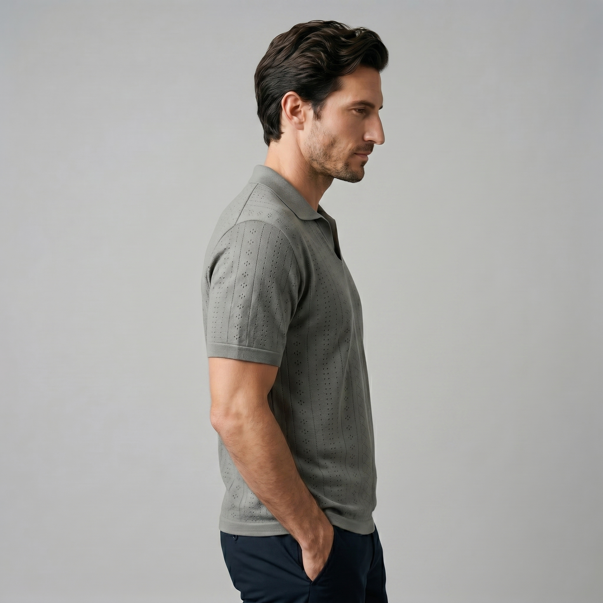 Men's Textured Knit Polo Shirt