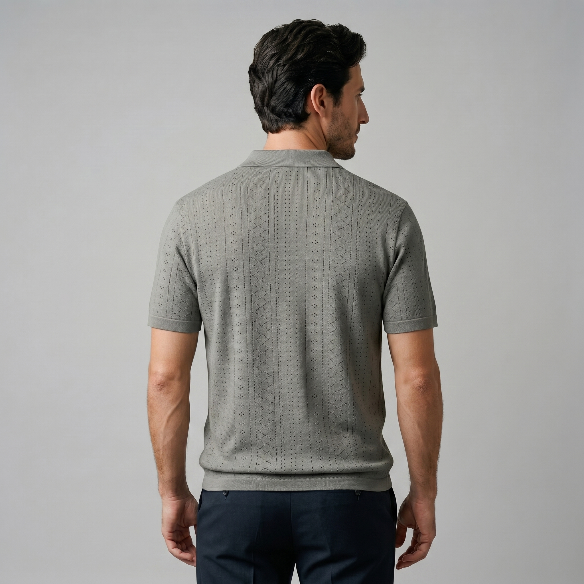 Men's Textured Knit Polo Shirt
