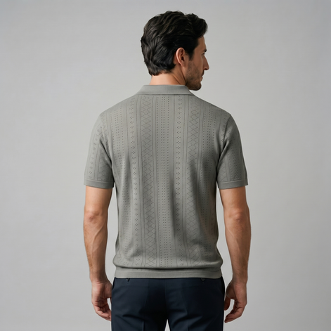 Men's Textured Knit Polo Shirt